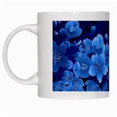 Floral Design, Cherry Blossom Blue Colors White Mugs