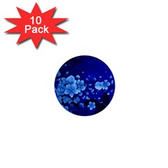 Floral Design, Cherry Blossom Blue Colors 1  Mini Buttons (10 pack) 