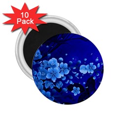 Floral Design, Cherry Blossom Blue Colors 2.25  Magnets (10 pack) 