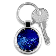 Floral Design, Cherry Blossom Blue Colors Key Chains (Round) 