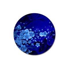 Floral Design, Cherry Blossom Blue Colors Magnet 3  (round) by FantasyWorld7