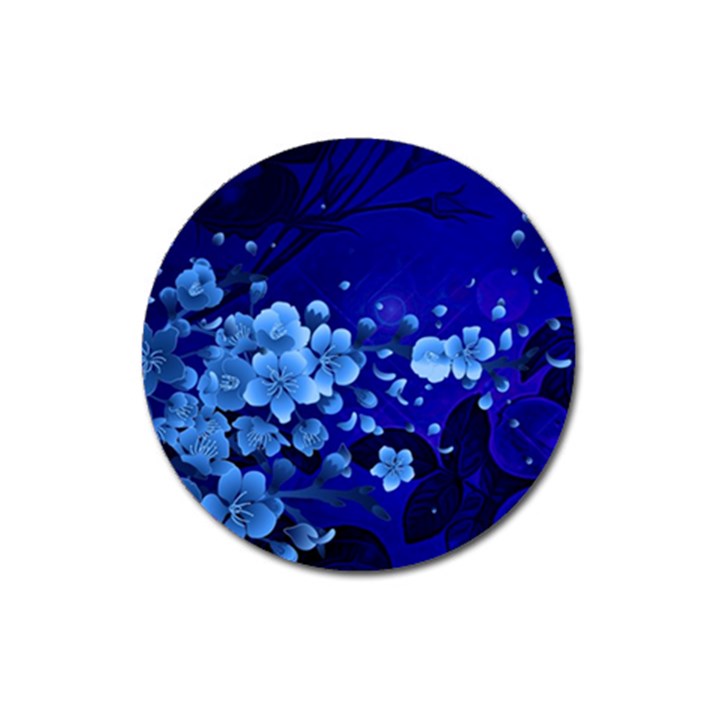 Floral Design, Cherry Blossom Blue Colors Magnet 3  (Round)