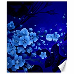 Floral Design, Cherry Blossom Blue Colors Canvas 8  x 10 