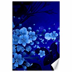 Floral Design, Cherry Blossom Blue Colors Canvas 12  x 18  