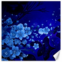 Floral Design, Cherry Blossom Blue Colors Canvas 16  x 16  