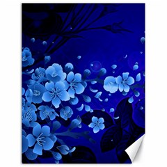 Floral Design, Cherry Blossom Blue Colors Canvas 18  x 24  