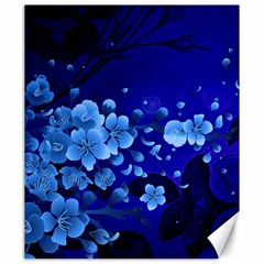 Floral Design, Cherry Blossom Blue Colors Canvas 20  x 24  