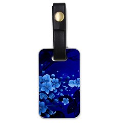 Floral Design, Cherry Blossom Blue Colors Luggage Tags (One Side) 