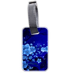 Floral Design, Cherry Blossom Blue Colors Luggage Tags (Two Sides)