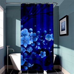 Floral Design, Cherry Blossom Blue Colors Shower Curtain 36  X 72  (stall)  by FantasyWorld7