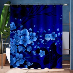 Floral Design, Cherry Blossom Blue Colors Shower Curtain 60  x 72  (Medium) 