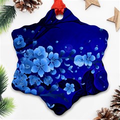 Floral Design, Cherry Blossom Blue Colors Ornament (Snowflake)