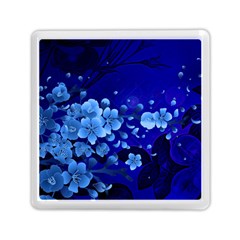 Floral Design, Cherry Blossom Blue Colors Memory Card Reader (Square) 