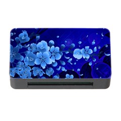 Floral Design, Cherry Blossom Blue Colors Memory Card Reader with CF