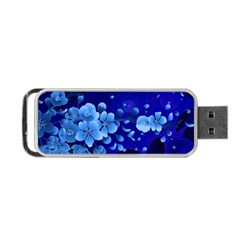 Floral Design, Cherry Blossom Blue Colors Portable Usb Flash (two Sides) by FantasyWorld7