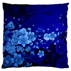 Floral Design, Cherry Blossom Blue Colors Standard Flano Cushion Case (one Side) by FantasyWorld7