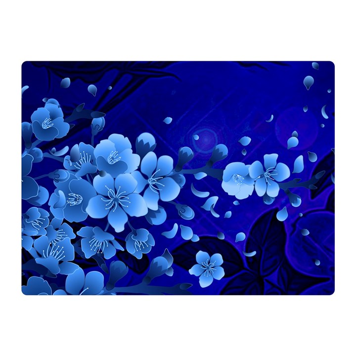 Floral Design, Cherry Blossom Blue Colors Double Sided Flano Blanket (Mini) 