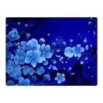 Floral Design, Cherry Blossom Blue Colors Double Sided Flano Blanket (Mini)  35 x27  Blanket Back