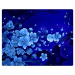 Floral Design, Cherry Blossom Blue Colors Double Sided Flano Blanket (Medium)  60 x50  Blanket Front