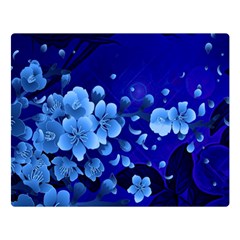 Floral Design, Cherry Blossom Blue Colors Double Sided Flano Blanket (Large) 