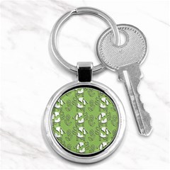 Cow Flower Pattern Wallpaper Key Chains (round)  by Nexatart