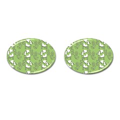 Cow Flower Pattern Wallpaper Cufflinks (oval) by Nexatart