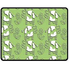 Cow Flower Pattern Wallpaper Fleece Blanket (medium)  by Nexatart