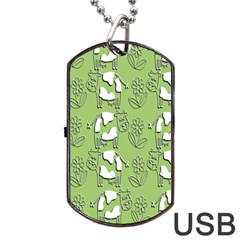 Cow Flower Pattern Wallpaper Dog Tag Usb Flash (two Sides) by Nexatart