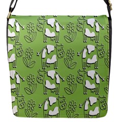 Cow Flower Pattern Wallpaper Flap Messenger Bag (s) by Nexatart