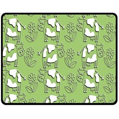 Cow Flower Pattern Wallpaper Double Sided Fleece Blanket (medium)  by Nexatart