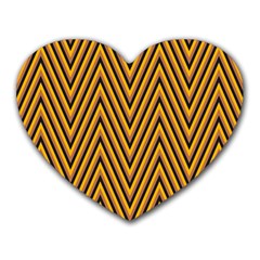 Chevron Brown Retro Vintage Heart Mousepads by Nexatart