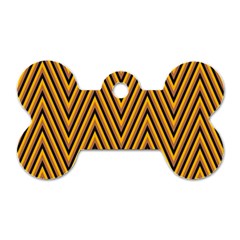 Chevron Brown Retro Vintage Dog Tag Bone (two Sides) by Nexatart