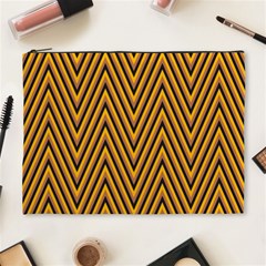 Chevron Brown Retro Vintage Cosmetic Bag (xl) by Nexatart