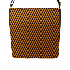 Chevron Brown Retro Vintage Flap Messenger Bag (l)  by Nexatart