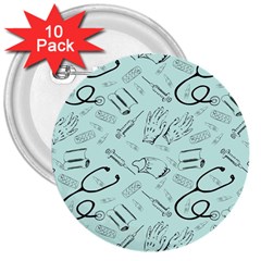 Pattern Medicine Seamless Medical 3  Buttons (10 Pack) 