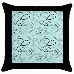 Pattern Medicine Seamless Medical Throw Pillow Case (black) by Nexatart