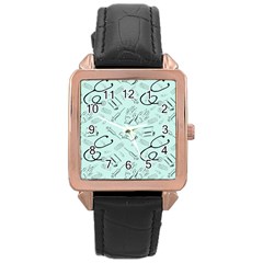 Pattern Medicine Seamless Medical Rose Gold Leather Watch  by Nexatart