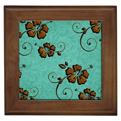 Chocolate Background Floral Pattern Framed Tiles by Nexatart