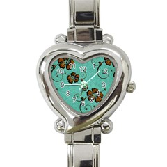 Chocolate Background Floral Pattern Heart Italian Charm Watch by Nexatart