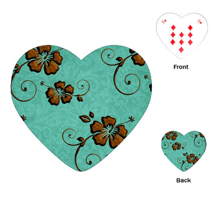 Chocolate Background Floral Pattern Playing Cards (Heart) 