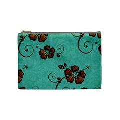 Chocolate Background Floral Pattern Cosmetic Bag (medium)  by Nexatart