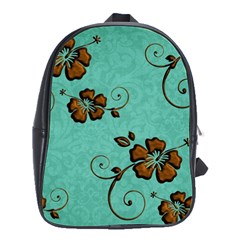 Chocolate Background Floral Pattern School Bag (large) by Nexatart