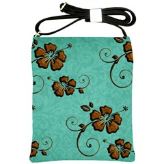 Chocolate Background Floral Pattern Shoulder Sling Bags by Nexatart