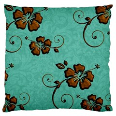 Chocolate Background Floral Pattern Large Cushion Case (one Side) by Nexatart