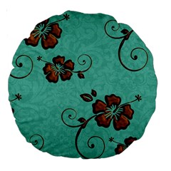 Chocolate Background Floral Pattern Large 18  Premium Round Cushions by Nexatart