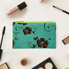 Chocolate Background Floral Pattern Cosmetic Bag (xs) by Nexatart