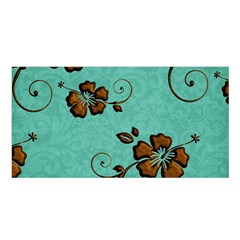 Chocolate Background Floral Pattern Satin Shawl