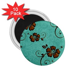 Chocolate Background Floral Pattern 2 25  Magnets (10 Pack)  by Nexatart