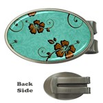 Chocolate Background Floral Pattern Money Clips (Oval)  Front