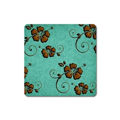 Chocolate Background Floral Pattern Square Magnet by Nexatart